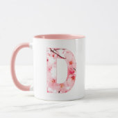 Tasse à initiale D florale | Nom et traits personn (Gauche)