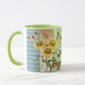 Tasse à la mode de tournesols et de papillons (Gauche)