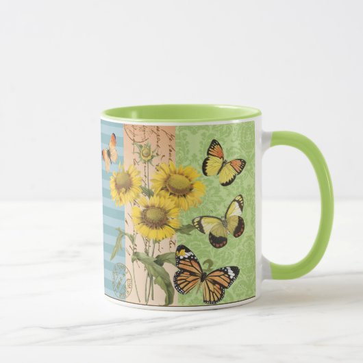 Tasse à la mode de tournesols et de papillons (Droite)