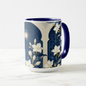 Tasse à l'arche islamique florale | Minuit et ivoi (Devant droit)
