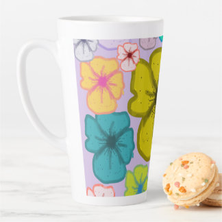 Tasse à Latte à Motif Floral Rétro Coloré