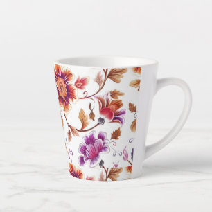 Tasse à latte à motif floral vibrant   Botanique c