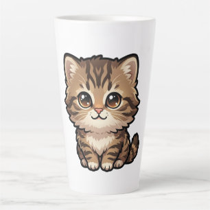 Tasse à Latte avec Chat Brun Mignon