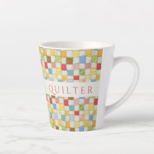 TASSE À LATTE CRAZY QUILT + Initiale