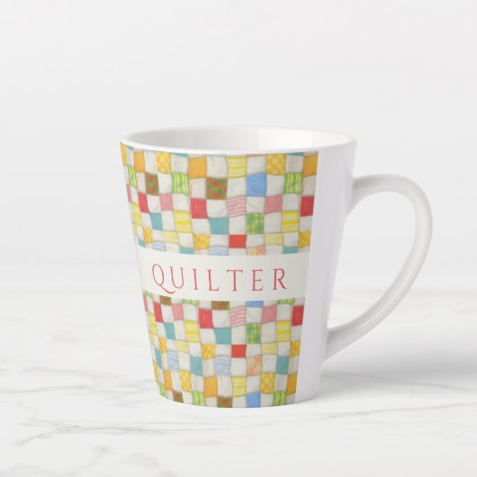 TASSE À LATTE CRAZY QUILT + Initiale (Droite)