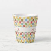 TASSE À LATTE CRAZY QUILT + Initiale (Devant)
