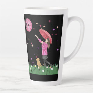 Tasse à Latte en Aquarelle Lune Rose Magique et Pr