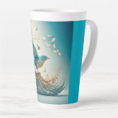 Tasse à latte (Oiseau bleu) (Angle droit)