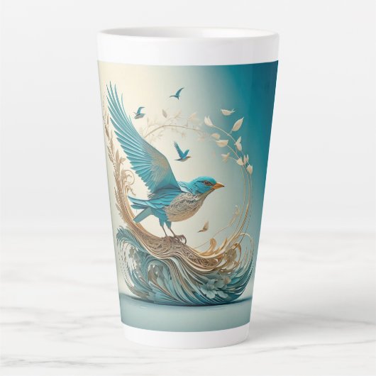 Tasse à latte (Oiseau bleu) (Devant)