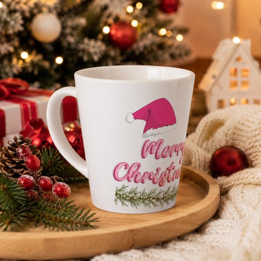 Tasse à latte rose Joyeux Noël
