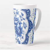 Tasse à latte vintage à fleurs bleues (Angle droit)