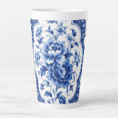 Tasse à latte vintage à fleurs bleues (Devant)