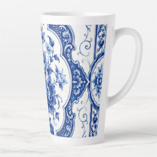 Tasse à latte vintage à fleurs bleues