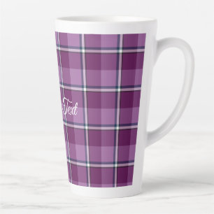 Tasse à Latte Violette et Carreaux Rose Tendance