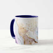 Tasse à lavis aquarelle or bleu violet monogrammé (Devant gauche)
