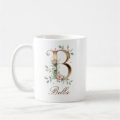 Tasse à monogramme B floral or élégant (Gauche)