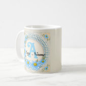 Tasse à monogramme Blue Daisy (Devant gauche)