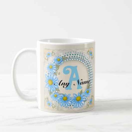 Tasse à monogramme Blue Daisy (Gauche)