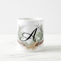 Tasse à monogramme de branche d'olivier personnali