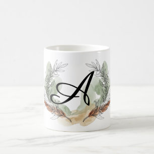 Tasse à monogramme de branche d'olivier personnali