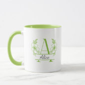 Tasse à monogramme floral initial personnalisé (Gauche)