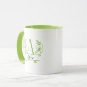Tasse à monogramme floral initial personnalisé (Devant gauche)