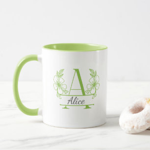 Tasse à monogramme floral initial personnalisé