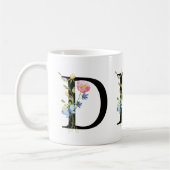 Tasse à monogramme initial floral D (Gauche)