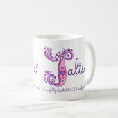 Tasse à monogramme J décoratif avec signification  (Devant droit)