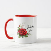 Tasse à monogramme Rose Rouge – Fleur de naissance (Gauche)