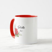Tasse à monogramme Rose Rouge – Fleur de naissance (Devant gauche)