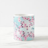 Tasse à monogramme turquoise rose à fleurs de ceri (Centre)