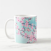 Tasse à monogramme turquoise rose à fleurs de ceri (Gauche)