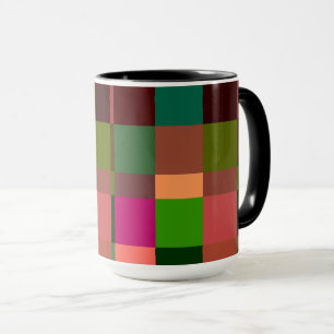 Tasse à motif carreaux patchwork coloré