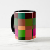 Tasse à motif carreaux patchwork coloré (Devant gauche)