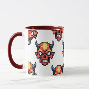 Tasse à motif classique de crâne de diable pixelis