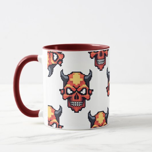 Tasse à motif classique de crâne de diable pixelis (Gauche)