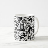 Tasse à motif de chat noir et blanc drôle (Devant droit)