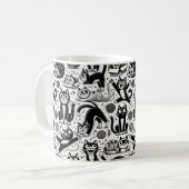 Tasse à motif de chat noir et blanc drôle (Devant gauche)