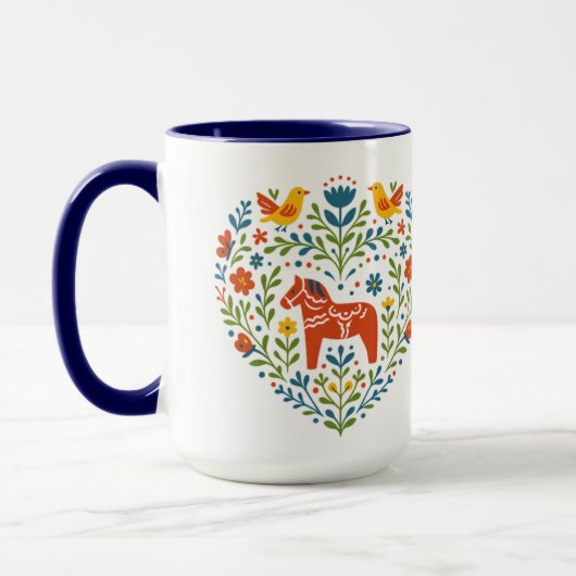 Tasse à motif de cœur Hygge Art populaire Cheval d (Gauche)