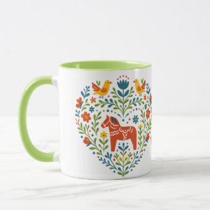 Tasse à motif de cœur Hygge en art folklorique Dal