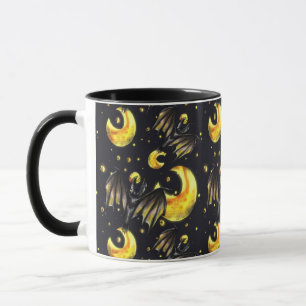 Tasse à motif de lune mystique et de chauve-souris