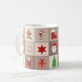 Tasse à motif de Noël - Fond tons beige (Devant gauche)