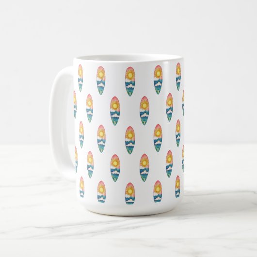 Tasse à motif de planche de surf de plage (Devant gauche)