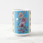 Tasse à motif floral de perruche bleue rose peinte (Centre)