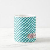 Tasse à motif gingham bleu blanc Monogramme (Centre)
