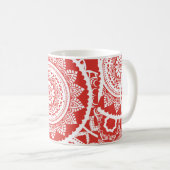 Tasse à motif mandala rouge et blanc (Devant droit)