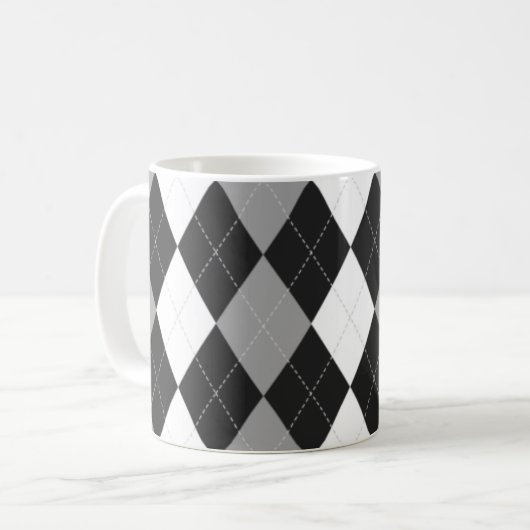 Tasse à motifs de losanges noire (Devant gauche)