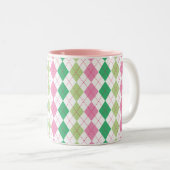 Tasse à motifs de losanges rose et verte (Devant droit)