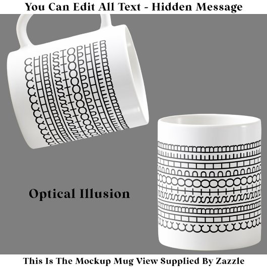 Tasse à nom d'illusion d'optique 114B Texte caché